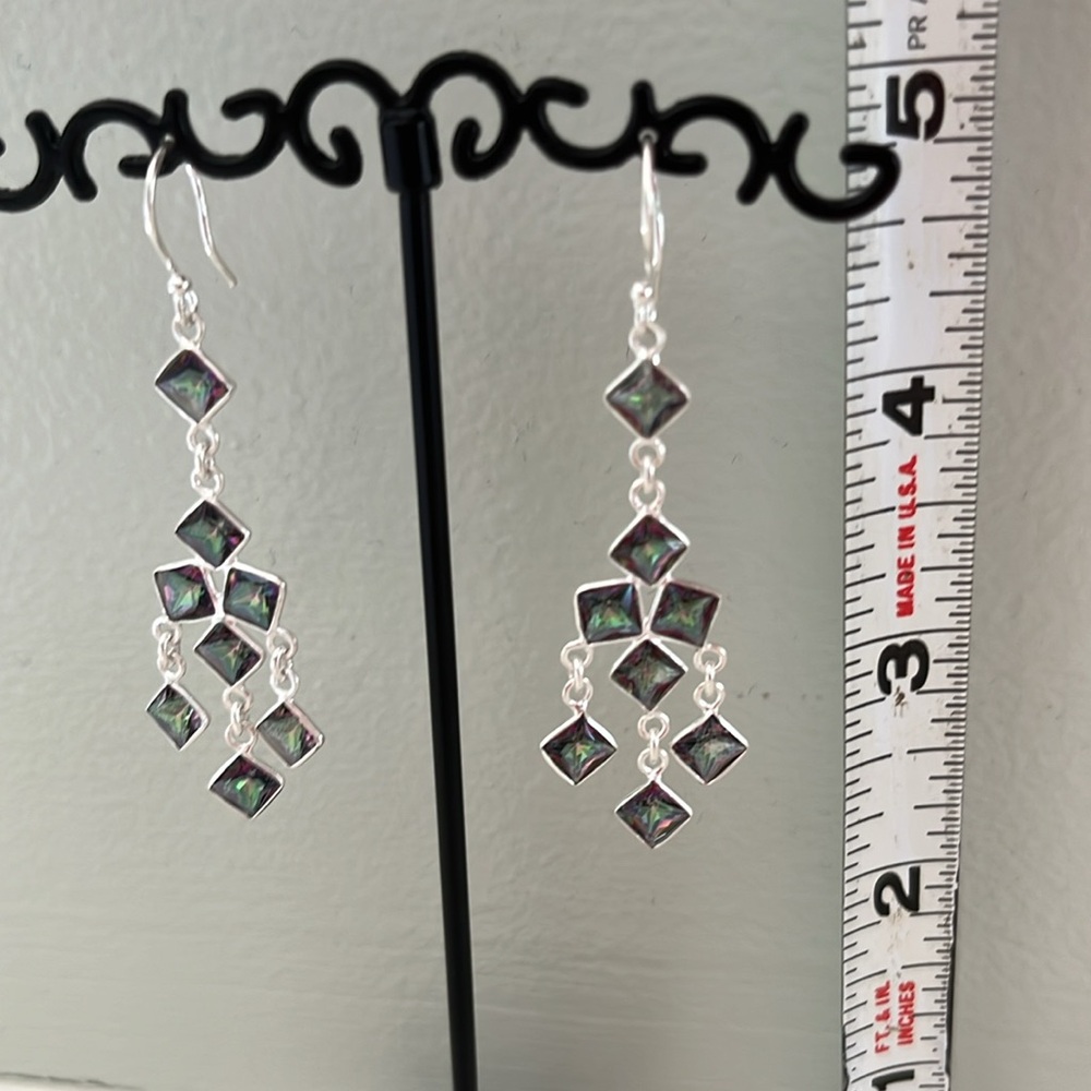 Mystic Topaz in Sterling Silver Chandelier Earrings - Picture 4 of 4